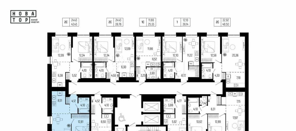 2-комн. квартира, 43.69 м2, 18/25 эт. Уфа - изображение 2