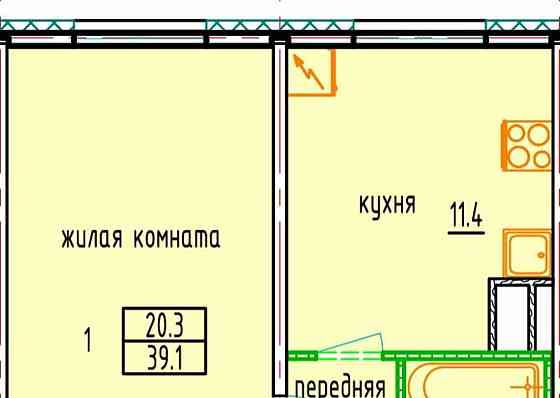 1-комн. квартира, 39 м2, 2/5 эт. Чишмы