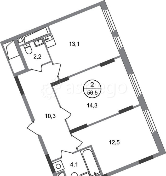 2-комн. квартира, 56 м2, 12/17 эт. Москва - изображение 1
