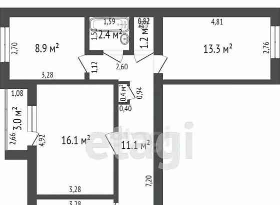 3-комн. квартира, 62.1 м2, 5/9 эт. Стерлитамак