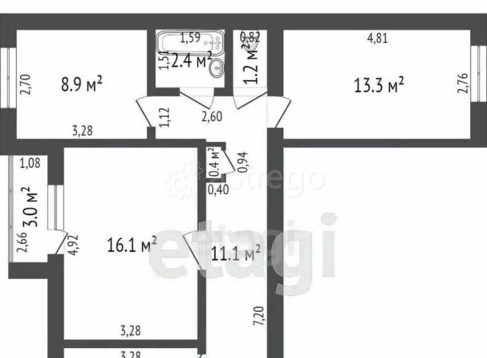 3-комн. квартира, 62.1 м2, 5/9 эт. Стерлитамак - изображение 1