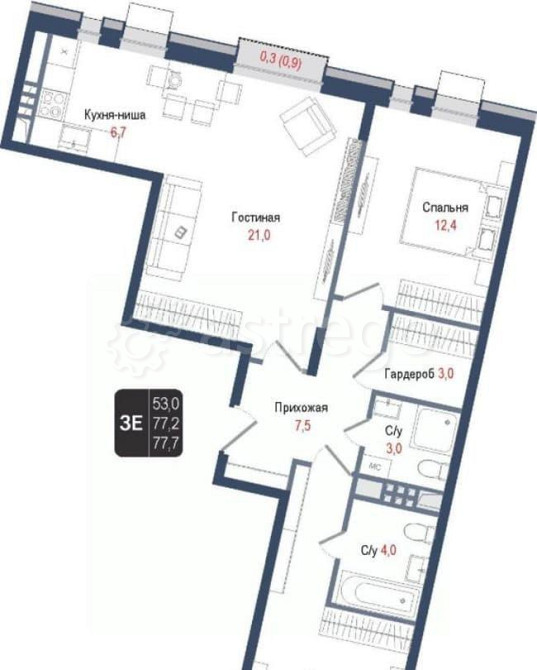 3-комн. квартира, 77.2 м2, 2/8 эт. Королев - изображение 3