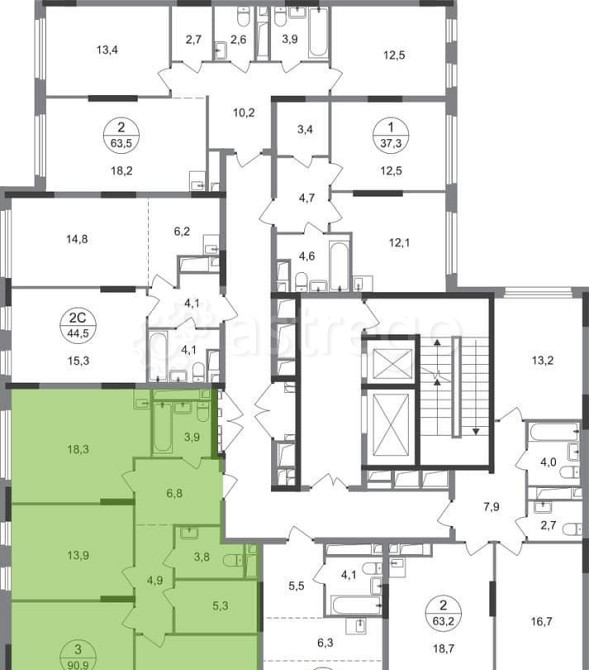 3-комн. квартира, 90 м2, 3/17 эт. Москва - изображение 9