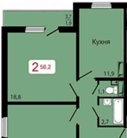 2-комн. квартира, 56.2 м2, 10/17 эт. Красноярск