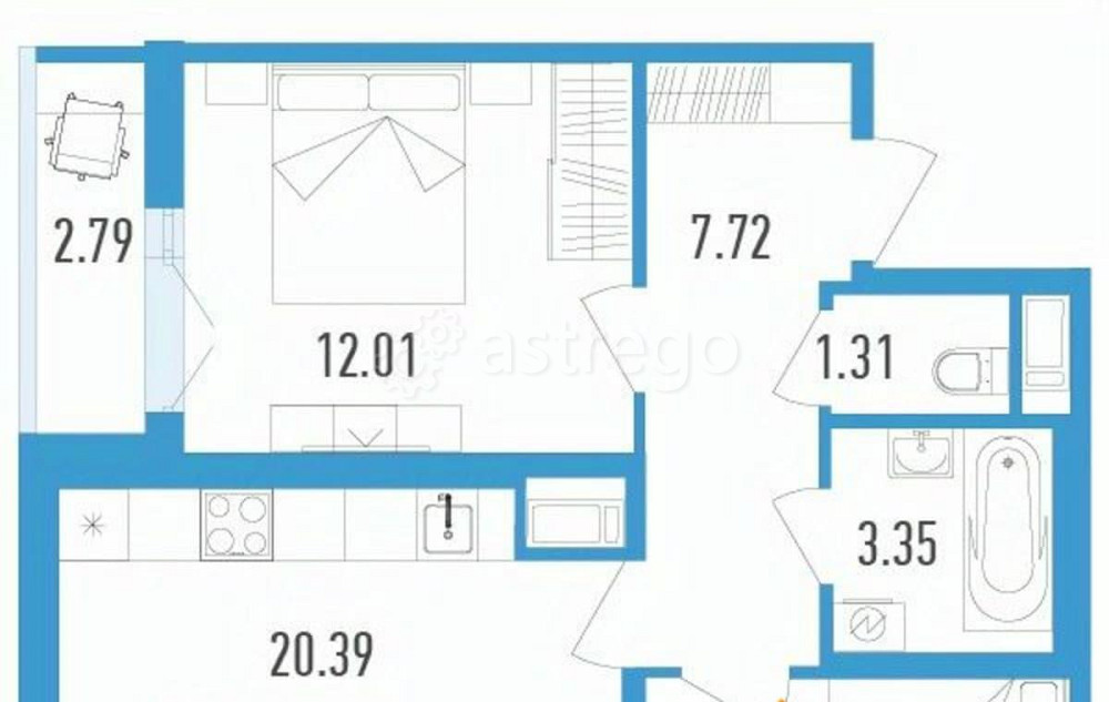 2-комн. квартира, 56.35 м2, 9/12 эт. Санкт-Петербург - изображение 1