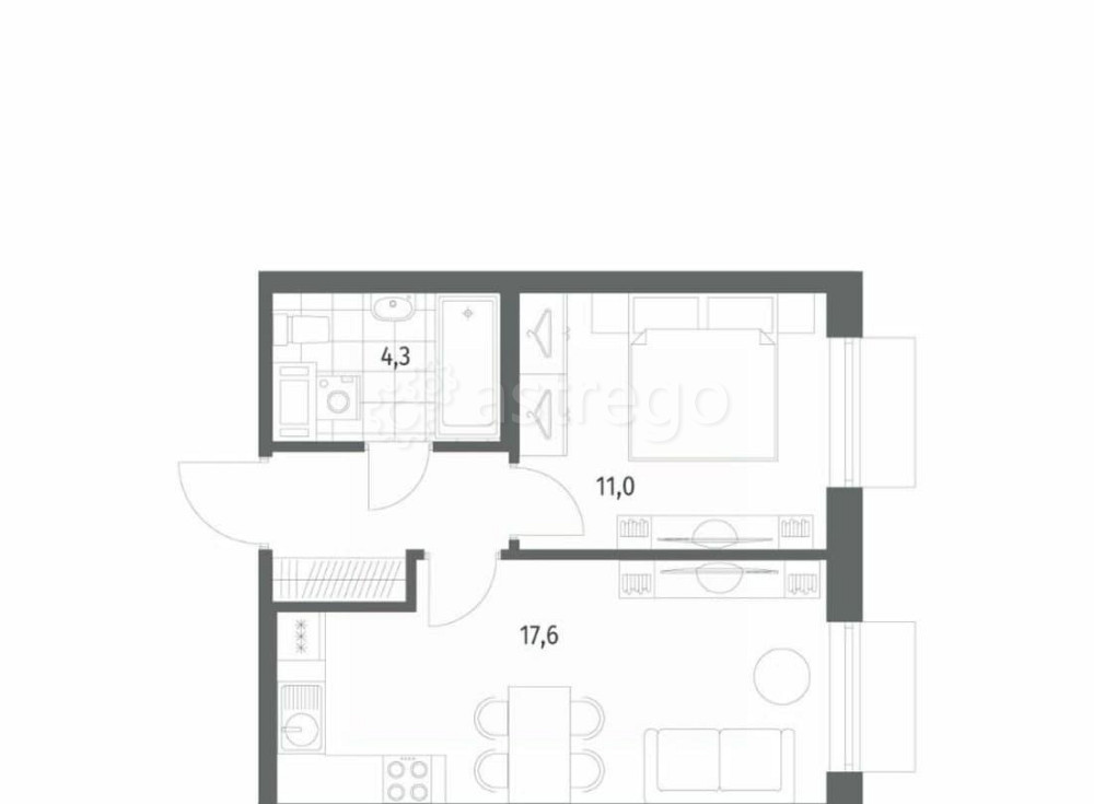 1-комн. квартира, 37.1 м2, 4/12 эт. Санкт-Петербург - изображение 2