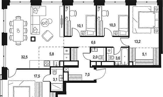 4-комн. квартира, 116.8 м2, 33/48 эт. Москва