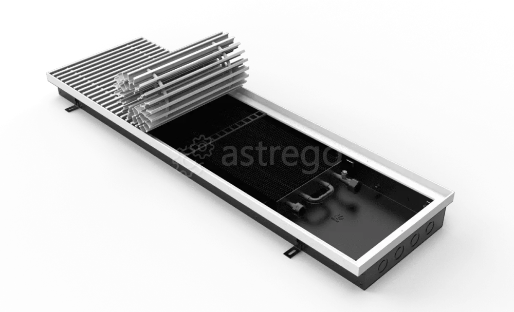 Конвектор внутрипольный VITRON ВК.075.300.600.4ТГ с корпусом из оцинкованной стали Витрон Москва - изображение 1