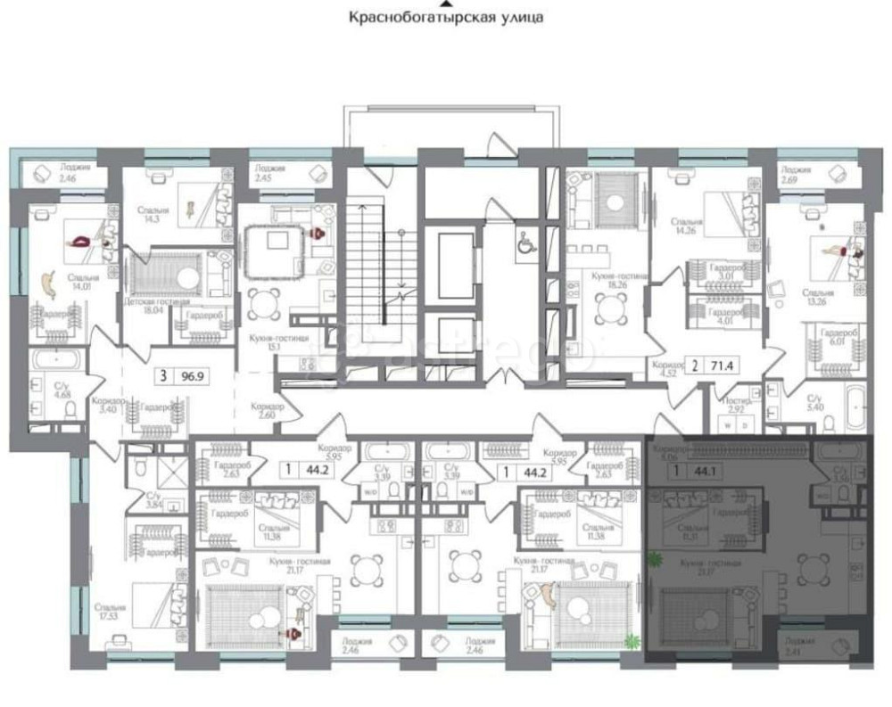 1-комн. квартира, 45.3 м2, 6/17 эт. Москва - изображение 3