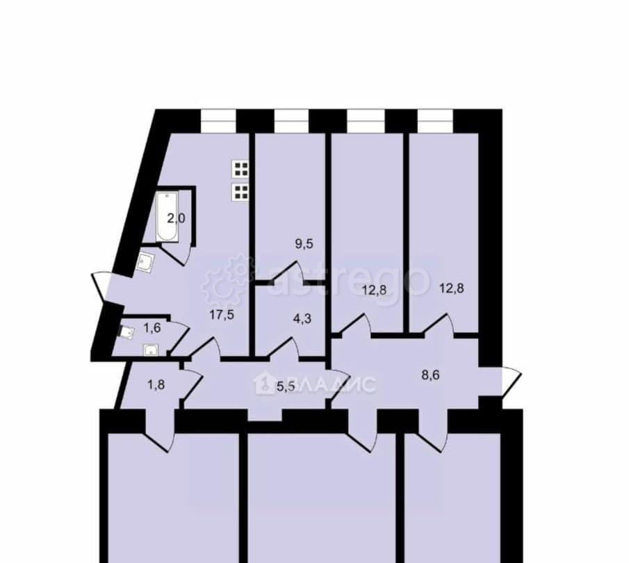 6-комн. квартира, 142.6 м2, 1/5 эт. Санкт-Петербург - изображение 7
