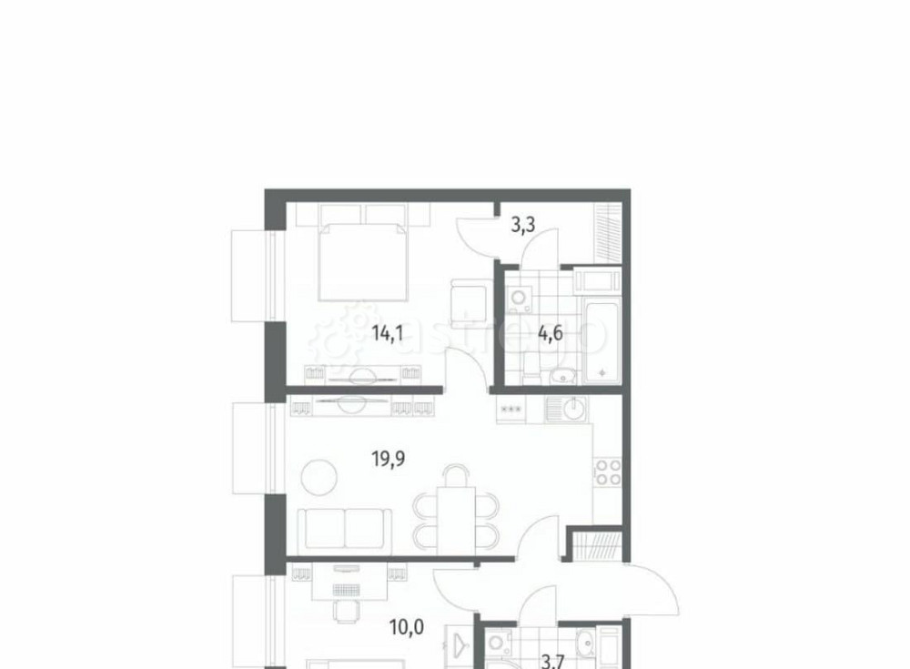2-комн. квартира, 59.3 м2, 5/12 эт. Санкт-Петербург - изображение 7