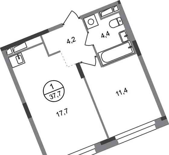 1-комн. квартира, 37 м2, 6/17 эт. Москва