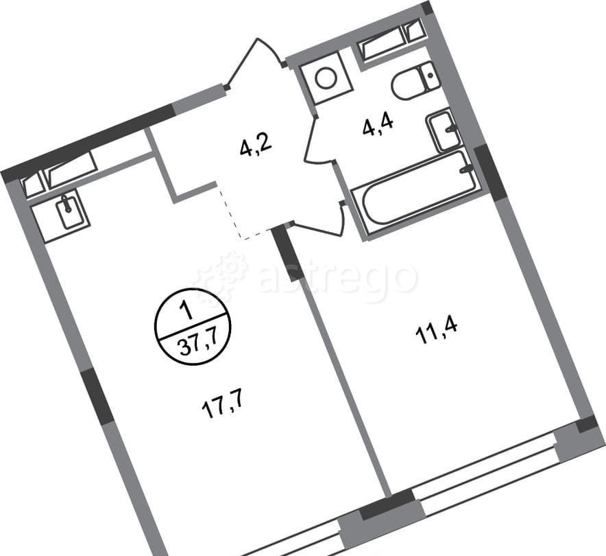1-комн. квартира, 37 м2, 6/17 эт. Москва - изображение 1