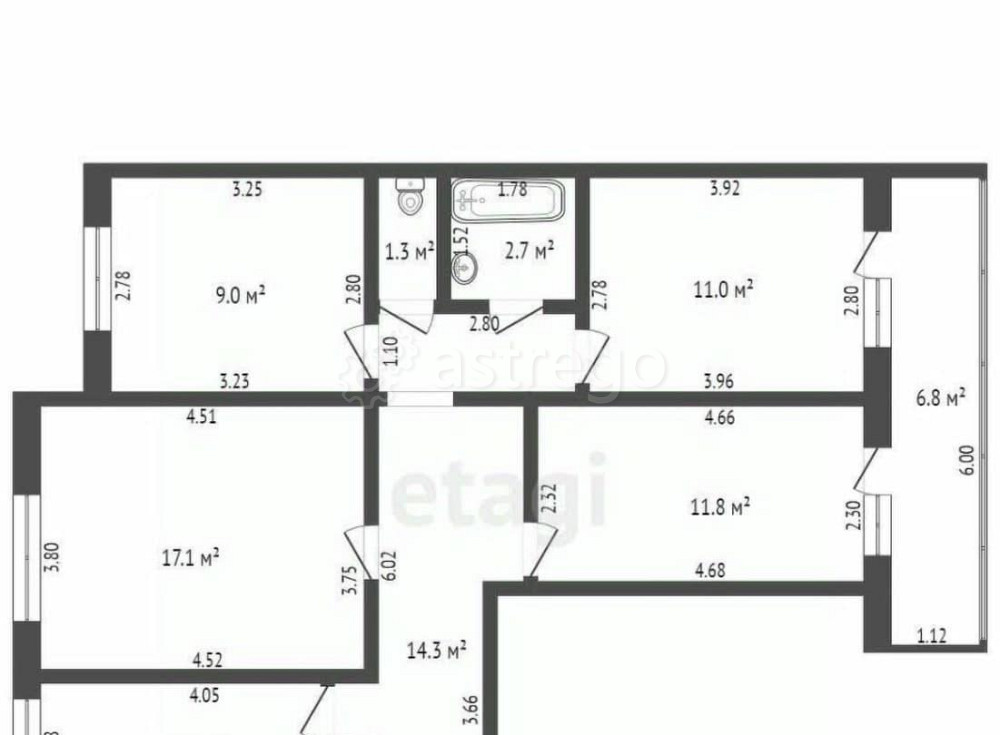 4-комн. квартира, 75.7 м2, 3/9 эт. Уфа - изображение 3