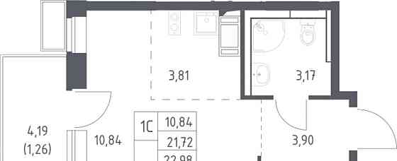 Студия, 22.98 м2, 7/12 эт. Москва