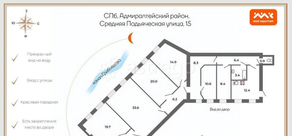 6-комн. квартира, 155.5 м2, 4/6 эт. Санкт-Петербург - изображение 2