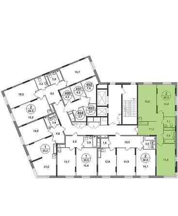 2-комн. квартира, 66 м2, 17/17 эт. Москва