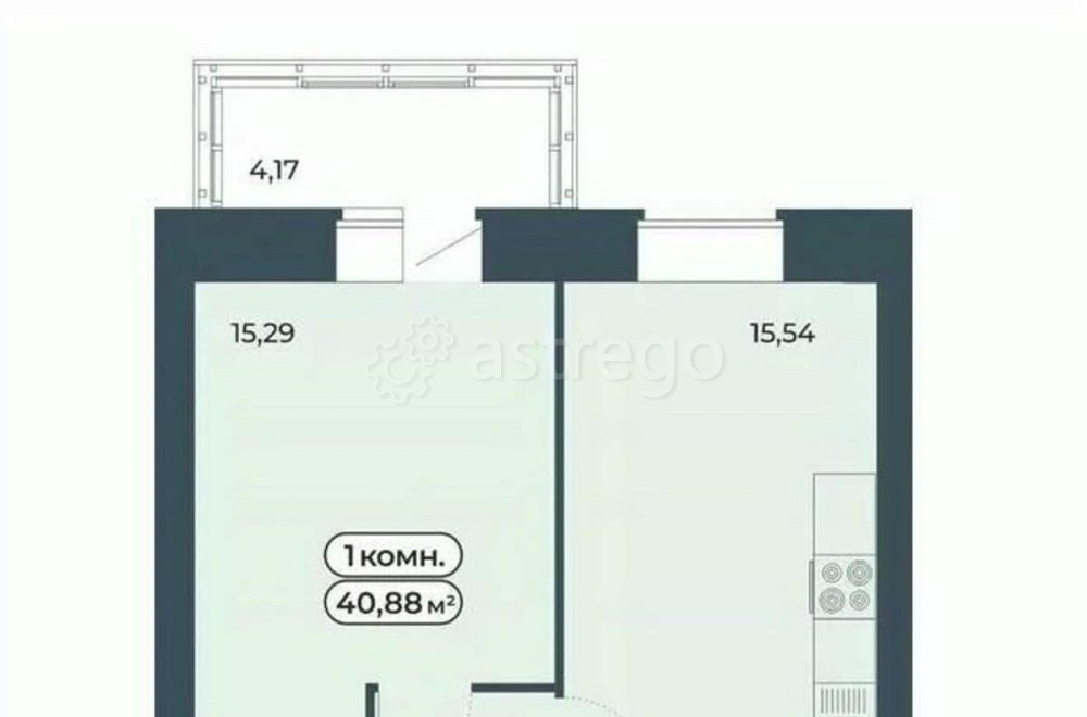 1-комн. квартира, 40.88 м2, 9/9 эт. Красноярск - изображение 1