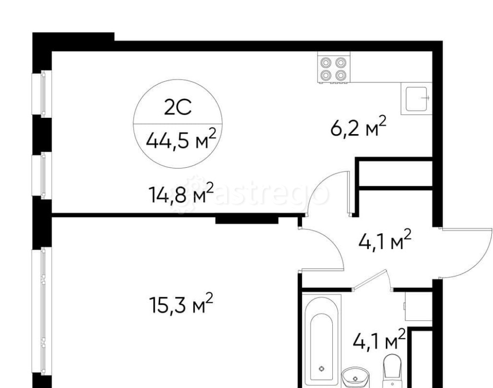 2-комн. квартира, 44 м2, 9/17 эт. Москва - изображение 1