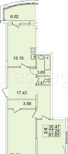 2-комн. квартира, 81 м2, 8/22 эт. Санкт-Петербург - изображение 4