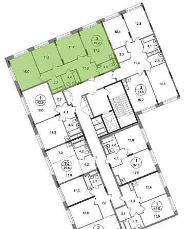3-комн. квартира, 79 м2, 6/17 эт. Москва