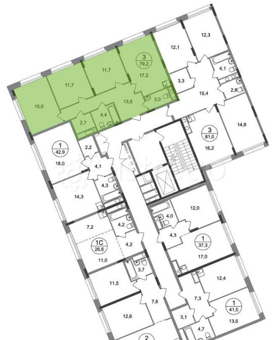 3-комн. квартира, 79 м2, 6/17 эт. Москва - изображение 4