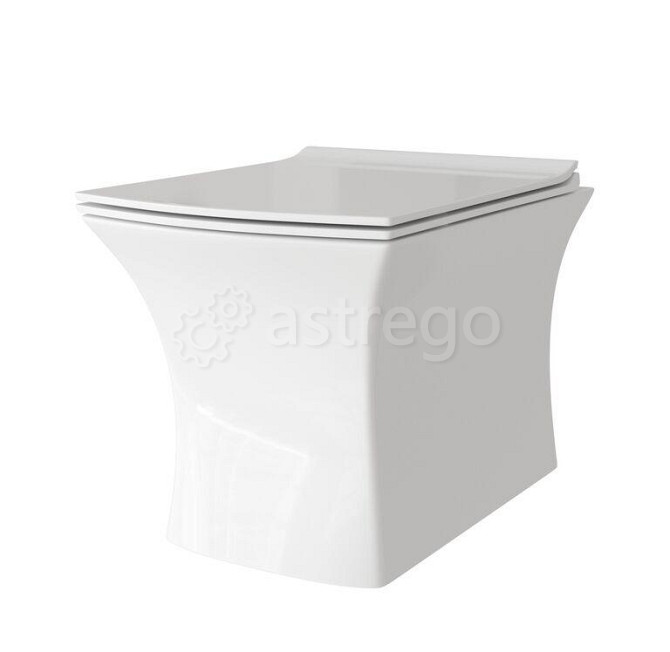 Унитаз GR-4461S 510*350*360 БЕЛЫЙ подвесной БЕЗОБОДКОВЫЙ с тонкой крышкой 1 место GROSSMAN Москва - изображение 1