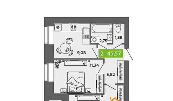 2-комн. квартира, 45.57 м2, 9/9 эт. Северодвинск