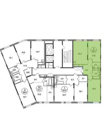 2-комн. квартира, 66 м2, 8/17 эт. Москва