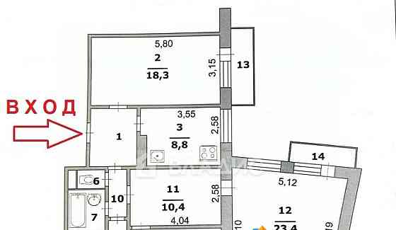 4-комн. квартира, 92.9 м2, 5/9 эт. Белгород