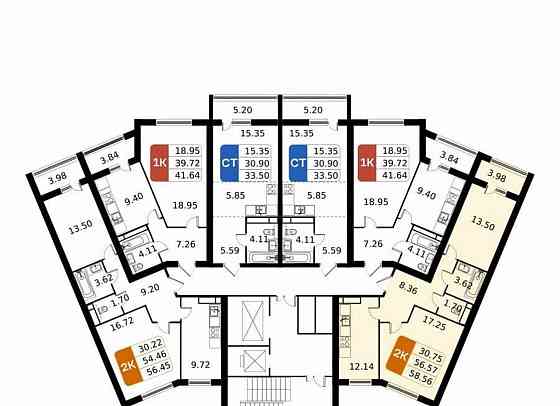 2-комн. квартира, 58.56 м2, 3/17 эт. Домодедово