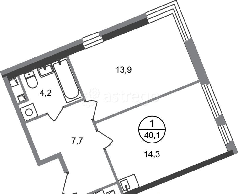 1-комн. квартира, 40 м2, 14/17 эт. Москва - изображение 1