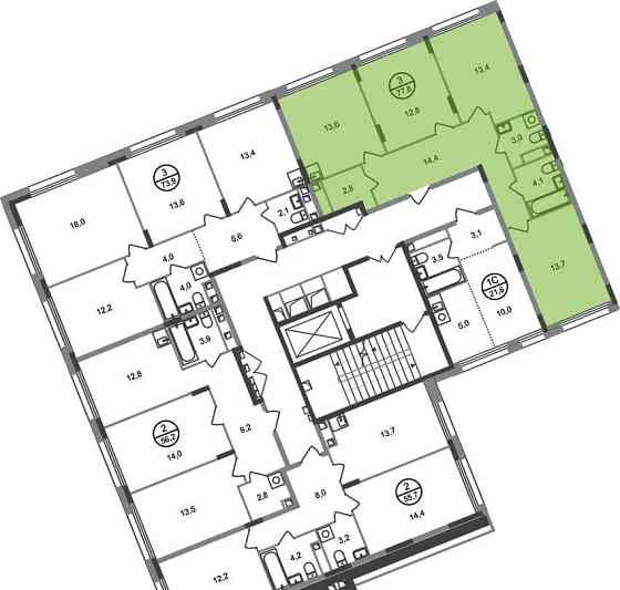 3-комн. квартира, 77 м2, 2/17 эт. Москва