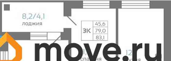 3-комн. квартира, 83.1 м2, 5/19 эт. Красноярск