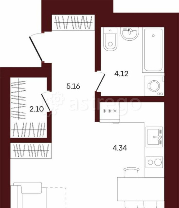 1-комн. квартира, 31.87 м2, 3/3 эт. Иглино - изображение 1