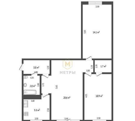 3-комн. квартира, 60 м2, 5/5 эт. Шебекино
