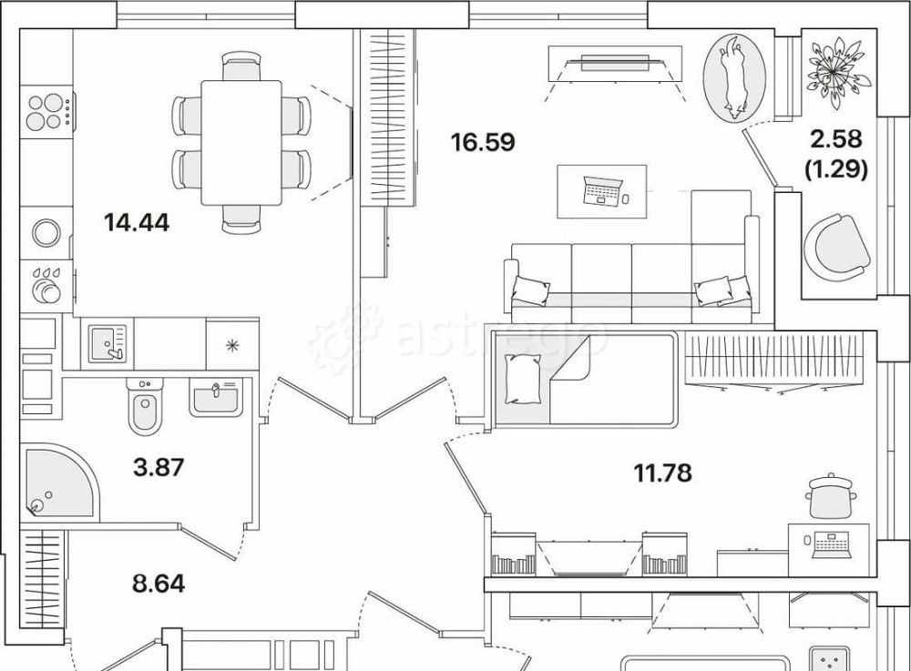3-комн. квартира, 75.79 м2, 10/12 эт. Санкт-Петербург - изображение 1