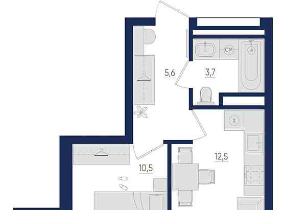 1-комн. квартира, 33.2 м2, 9/22 эт. Уфа