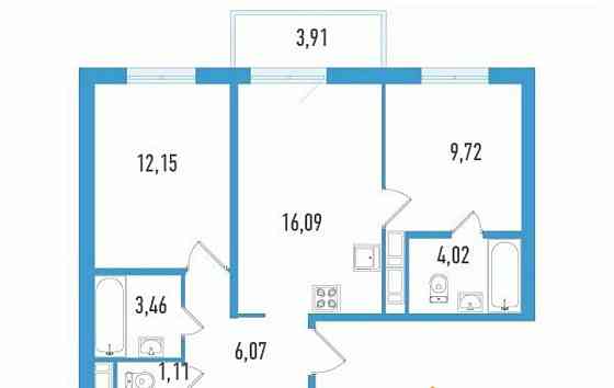 3-комн. квартира, 65.87 м2, 5/12 эт. Санкт-Петербург