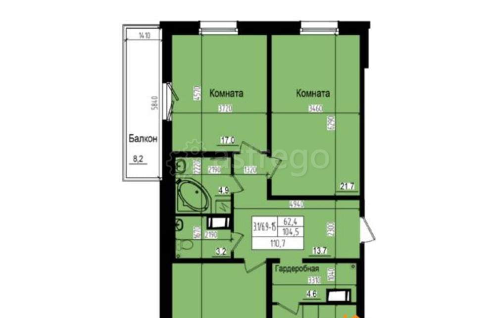 3-комн. квартира, 110.7 м2, 12/23 эт. Санкт-Петербург - изображение 1