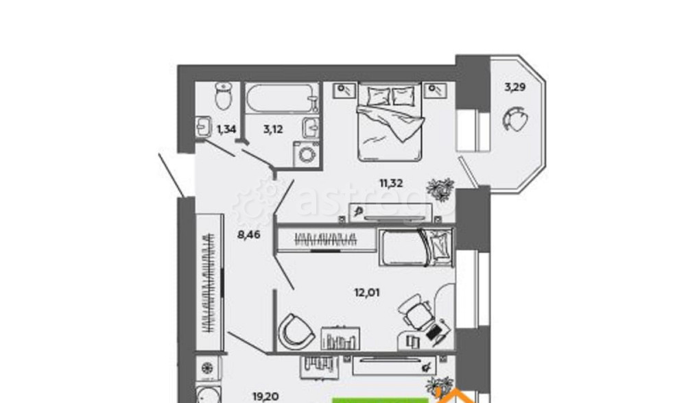 2-комн. квартира, 56.5 м2, 8/8 эт. Северодвинск - изображение 1