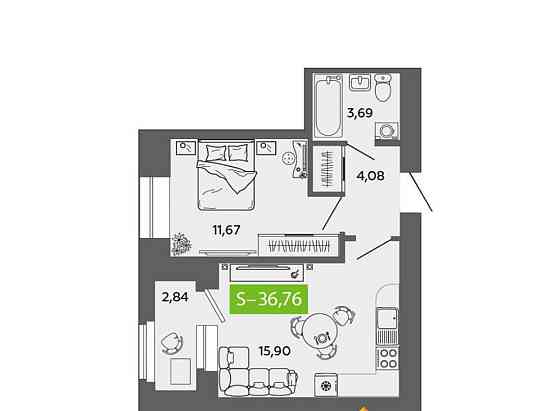1-комн. квартира, 36.76 м2, 7/9 эт. Северодвинск