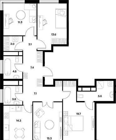 4-комн. квартира, 107.8 м2, 7/11 эт. Москва