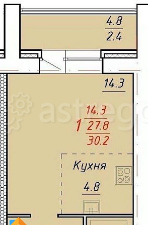 1-комн. квартира, 30.3 м2, 6/9 эт. Новоалтайск - изображение 1
