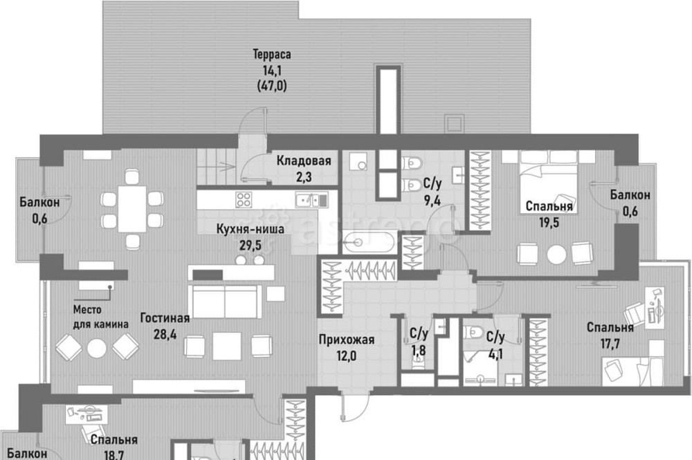 4-комн. квартира, 164.2 м2, 16/16 эт. Москва - изображение 1