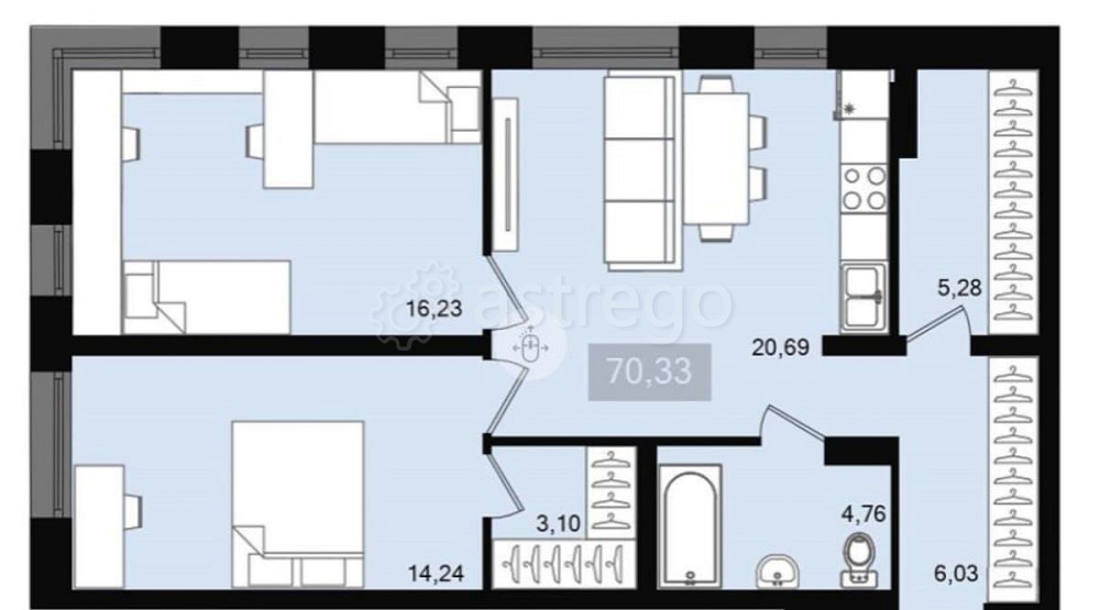 3-комн. квартира, 70.33 м2, 2/20 эт. Красноярск - изображение 7