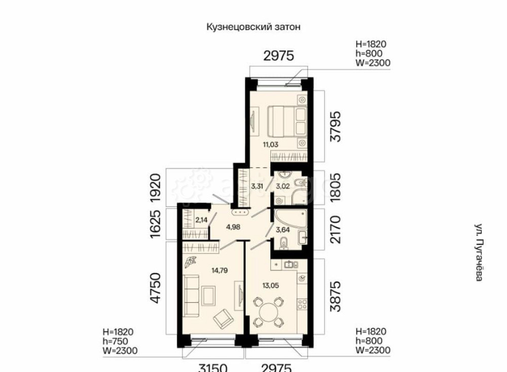 2-комн. квартира, 55.96 м2, 6/31 эт. Уфа - изображение 7