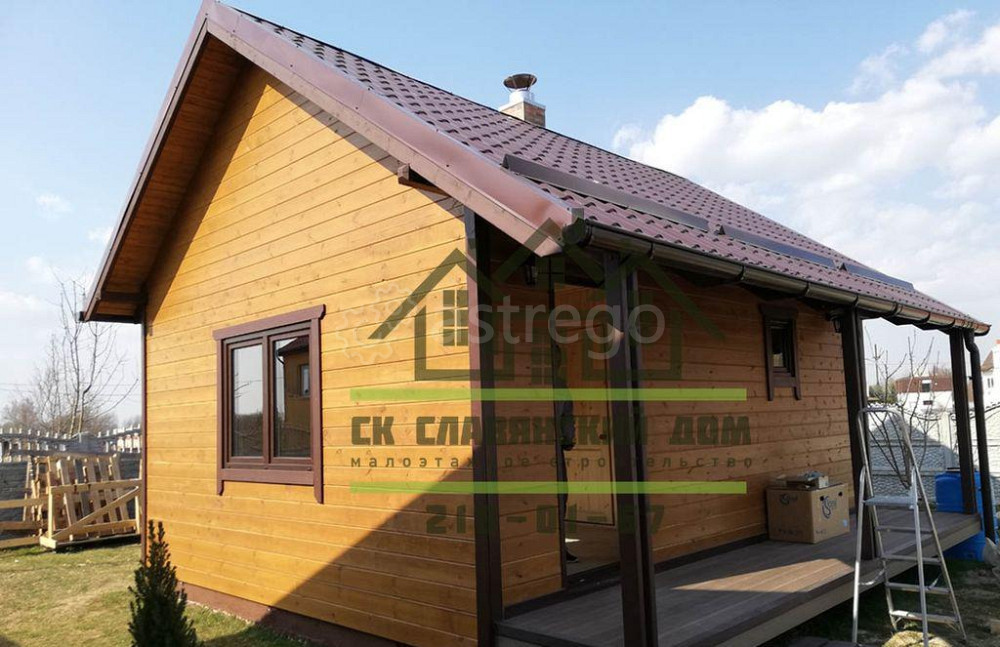 Баня каркасная 4х6 м с террасой 1х6 м, утепление Красноярск - изображение 1