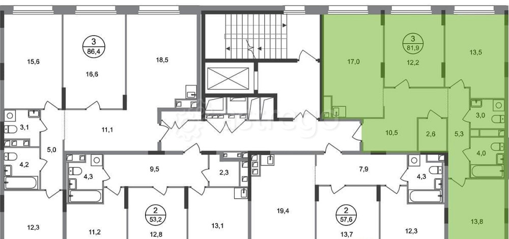3-комн. квартира, 81 м2, 3/17 эт. Москва - изображение 4