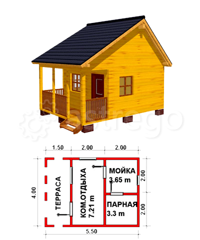 Баня из бруса - 4х5,5 м Новосибирск - изображение 1